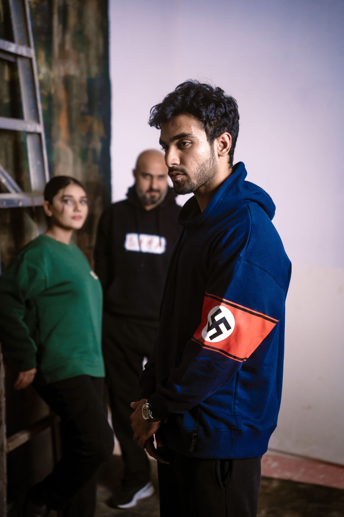 Adolf Hitlers/Swastika Cross Blue Hoodie