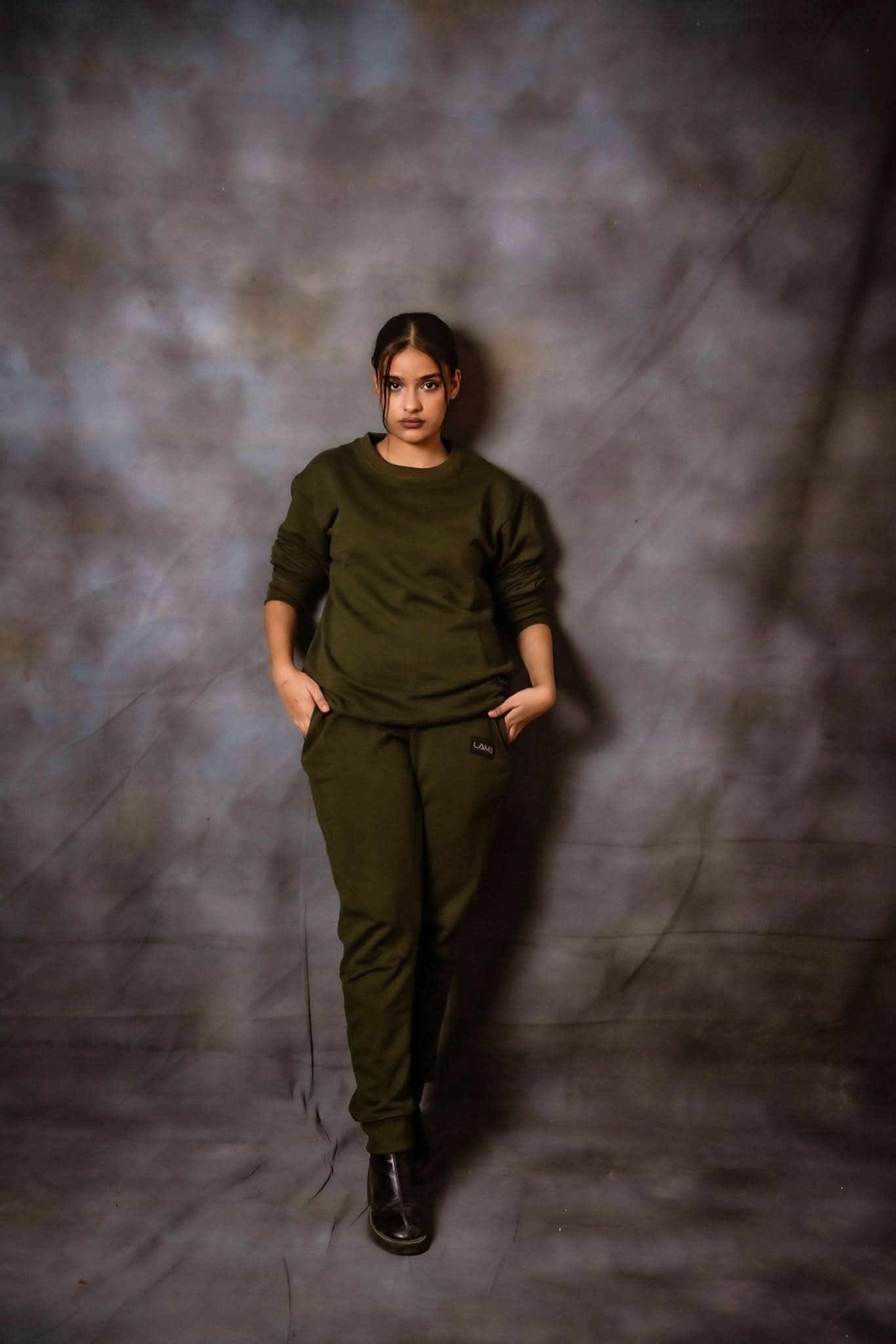 Olive Green Sweat Shirt with Jogger Pants Twin Set