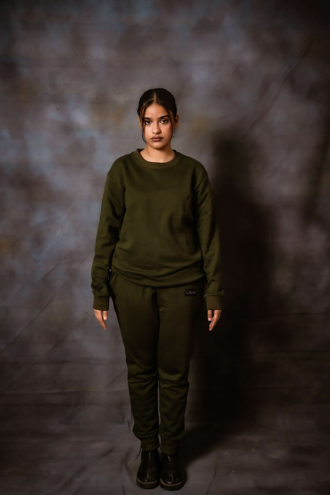 Olive Green Sweat Shirt with Jogger Pants Twin Set