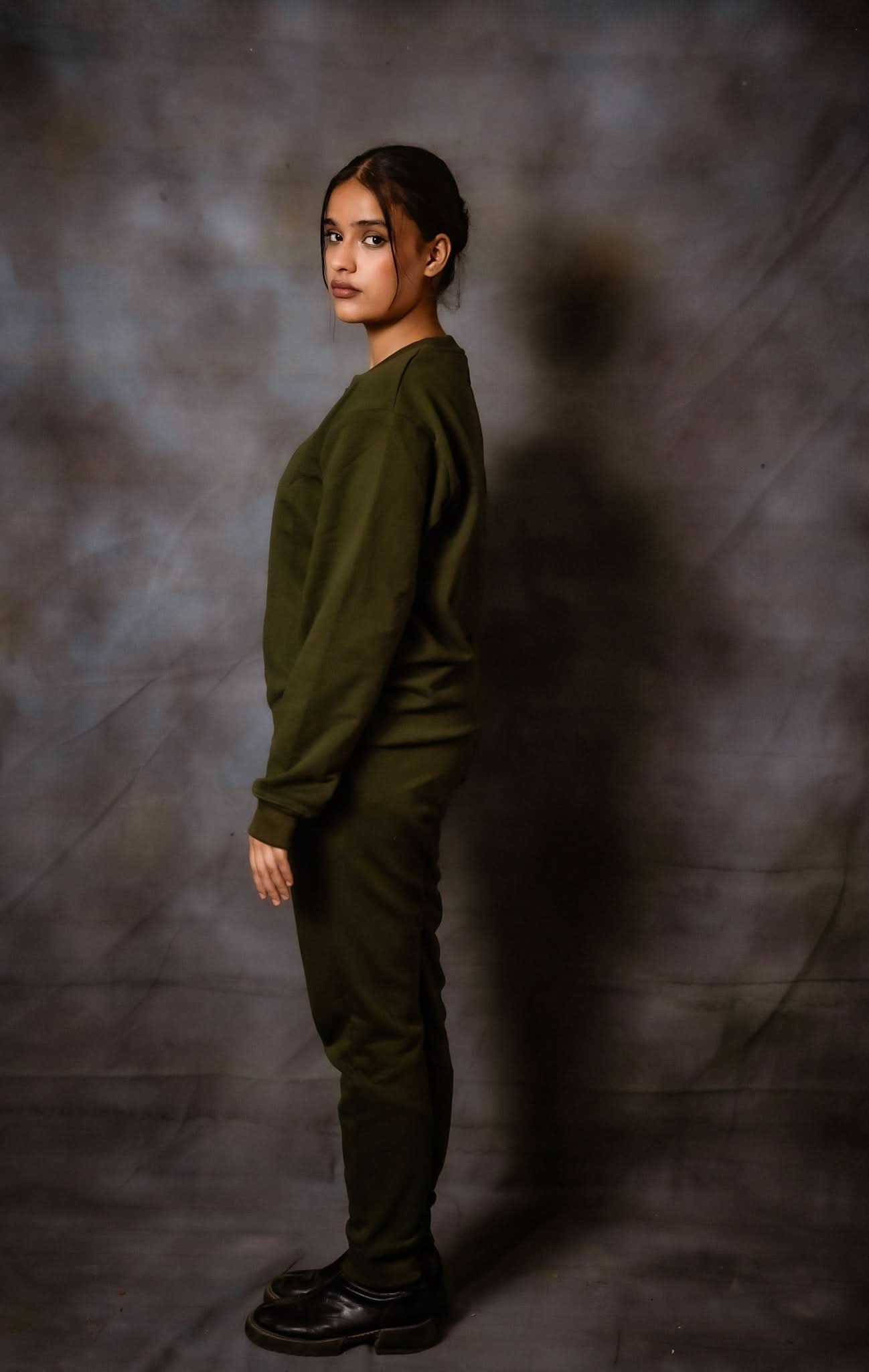 Olive Green Sweat Shirt with Jogger Pants Twin Set