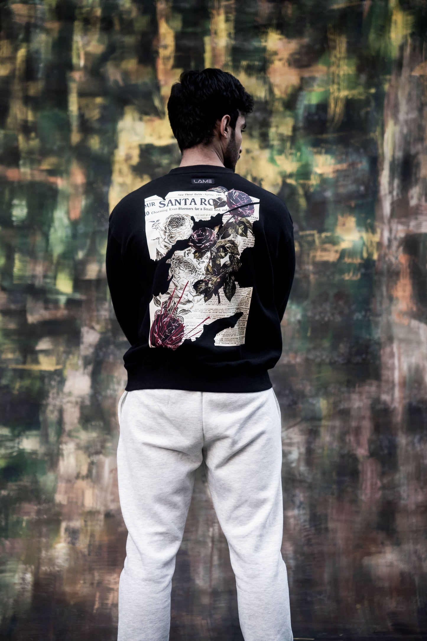 Black Santa Rose Sweat Shirt