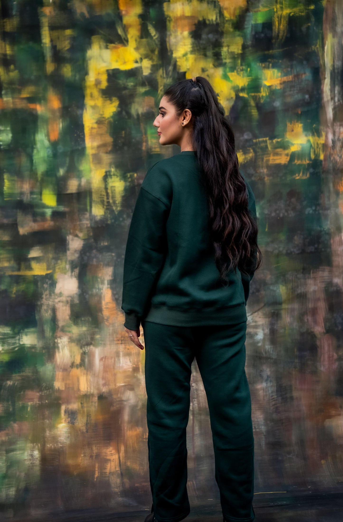 Green Sweat Shirt with Bootcut Pant Track Suit