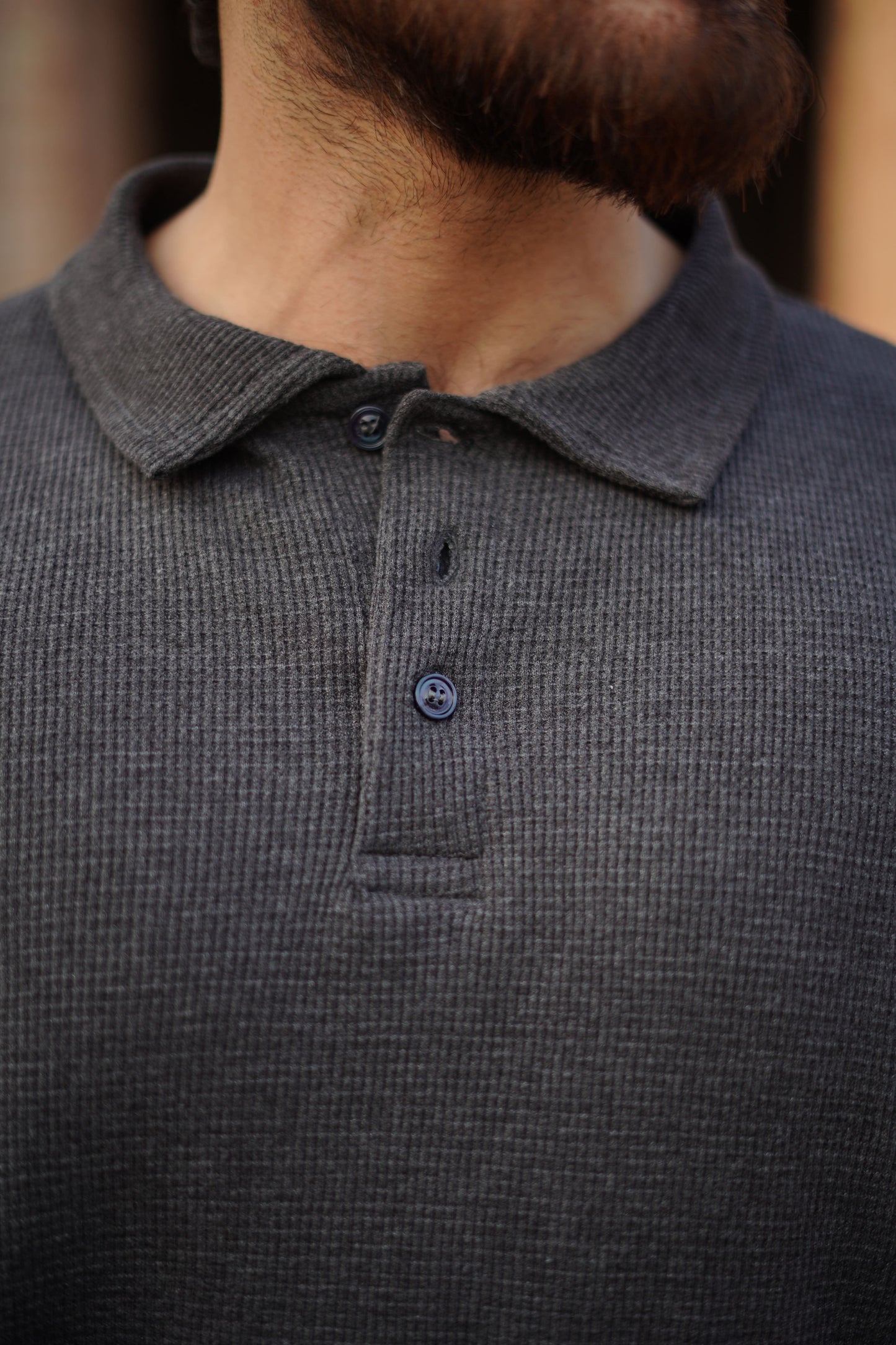 Grey Terry Polo Shirt