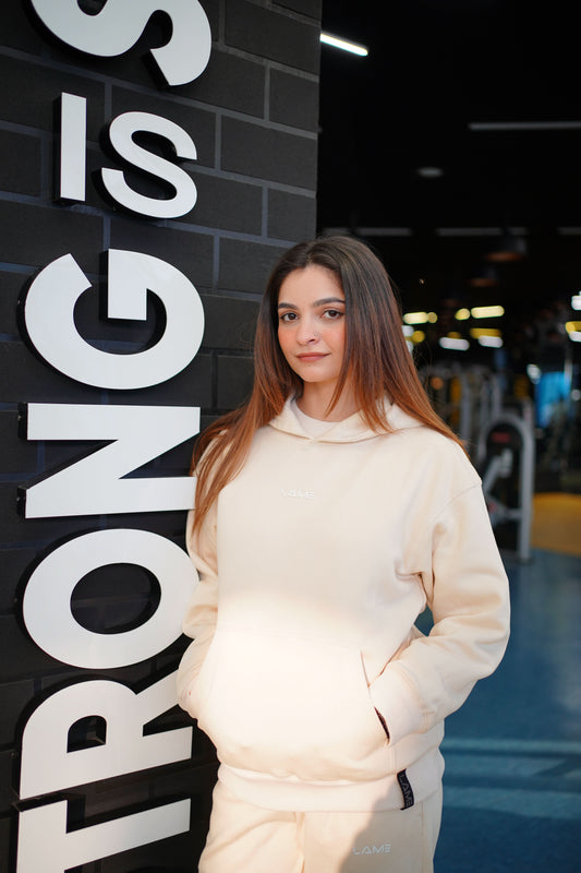 Beige Hoodie with Bootcut Trouser Track Suit