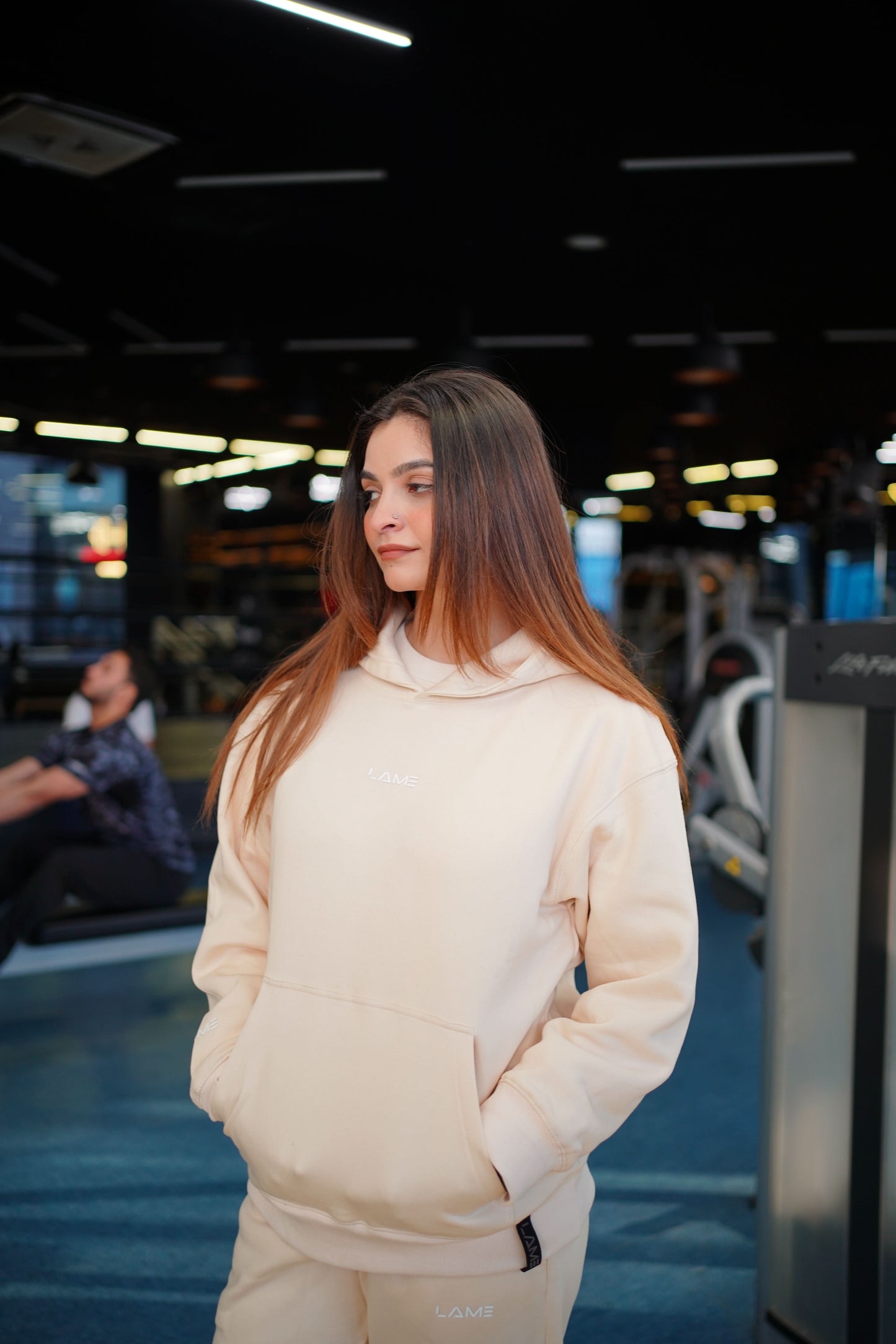 Beige Hoodie with Bootcut Trouser Track Suit