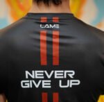 Never Give Up Black Red Stripe Drifit Active Wear
