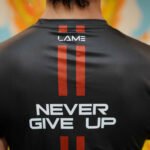Never Give Up Black Red Stripe Drifit Active Wear