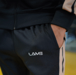 Black with Beige Stripe Active Wear Twin Set - Image 3