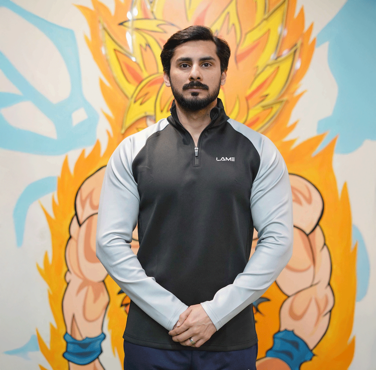 Black-with-grey-sleeves-Set-1 Black with Grey Sleeves Quarter Zipper Drifit Activewear for Men | LAME Performance Wear - Image 1