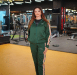 Green with Beige Stripe Activewear Twin Set – Premium Comfort & Stylish Performance Wear - Image 2