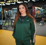 Green with Beige Stripe Activewear Twin Set – Premium Comfort & Stylish Performance Wear