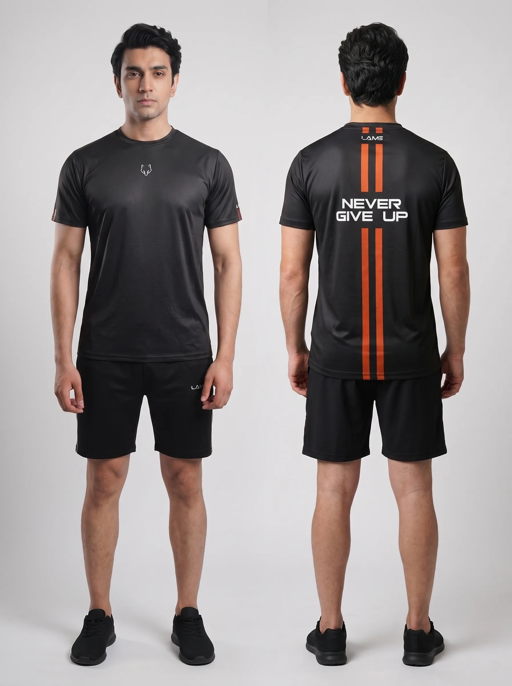 Never Give Up Black Red Stripe Drifit Active Wear