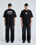 Dopamine graphic t-shirt with cannabis leaf design, casual streetwear style for men.