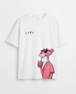 Lame — Pink Panther Boba Tee | White Oversized Graphic T-Shirt