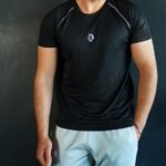 White Striper Mesh Tee | Black