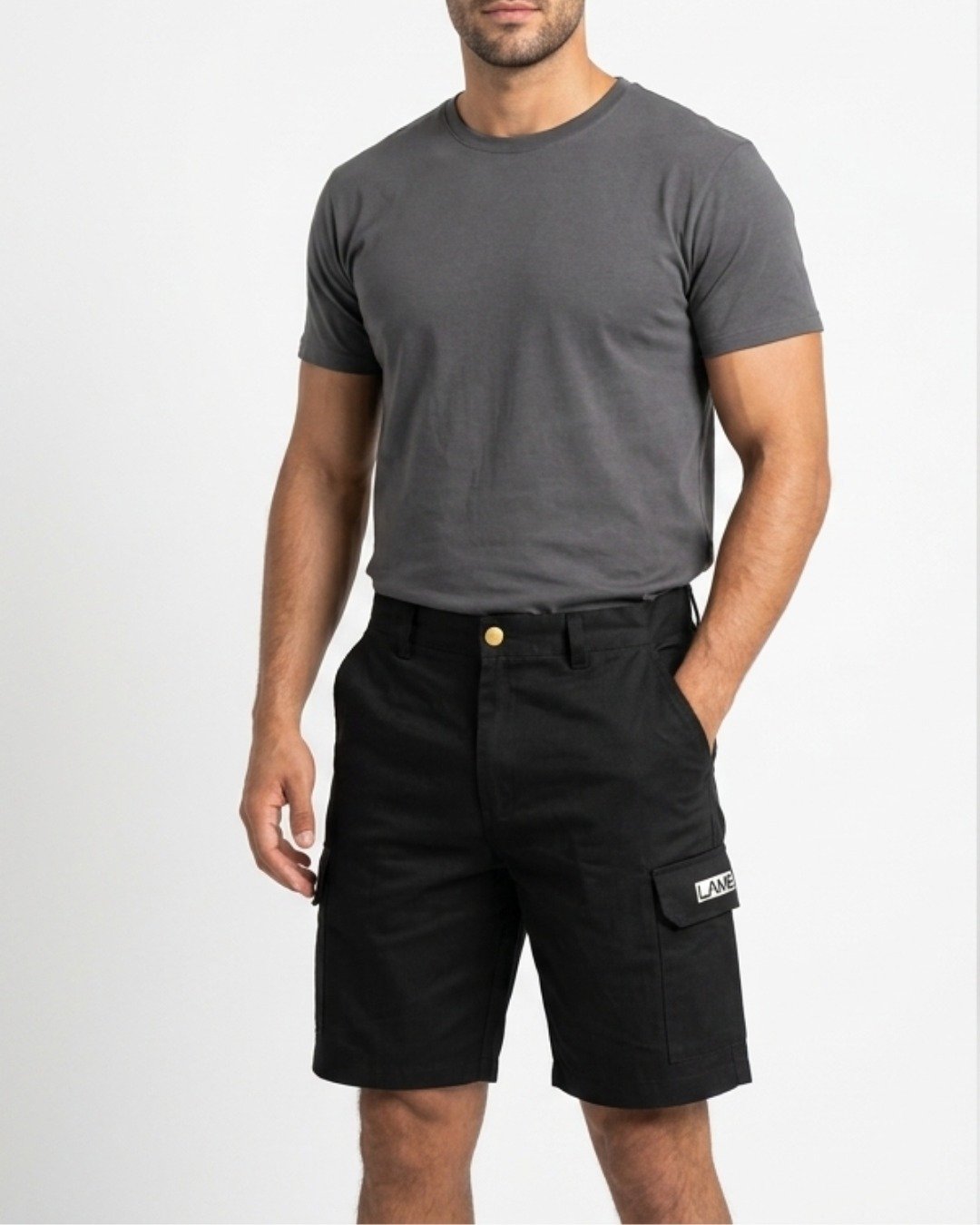 Blackk-short LAME Men's Black Cargo Shorts - Image 1