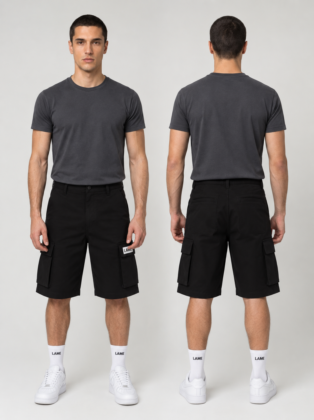 LAME Men's Black Cargo Shorts